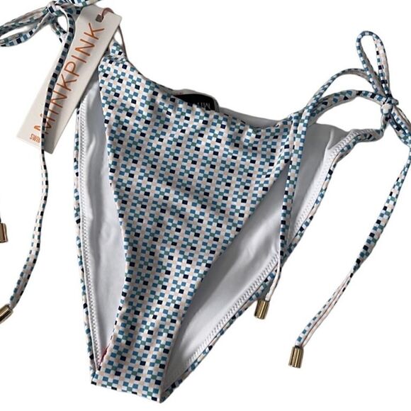 Minkpink Zephyr Blue Multi Side Tie String Bikini Bottoms Size Medium NWT - Picture 4 of 10